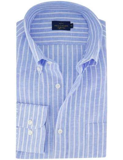 Paul & Shark Paul & Shark overhemd blauw witte strepen