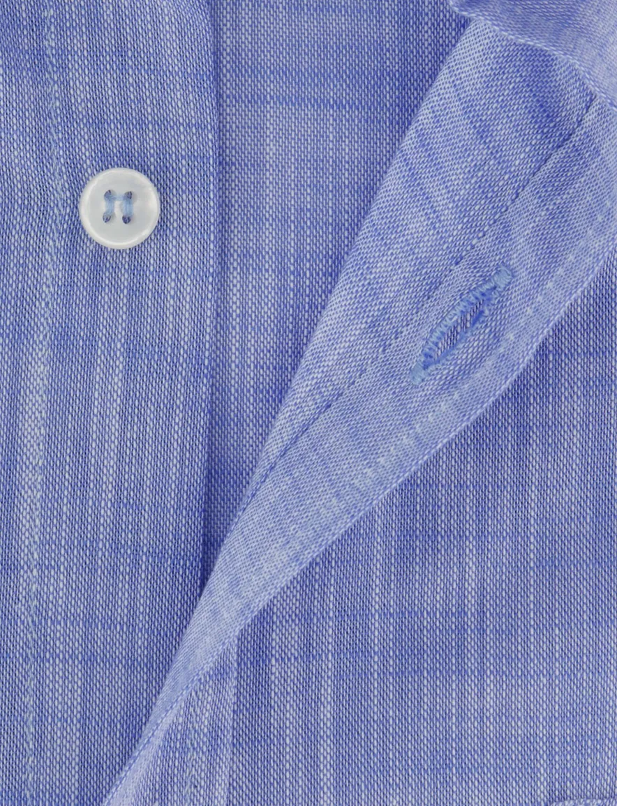 Blauw geprint overhemd borstzak button down boord
