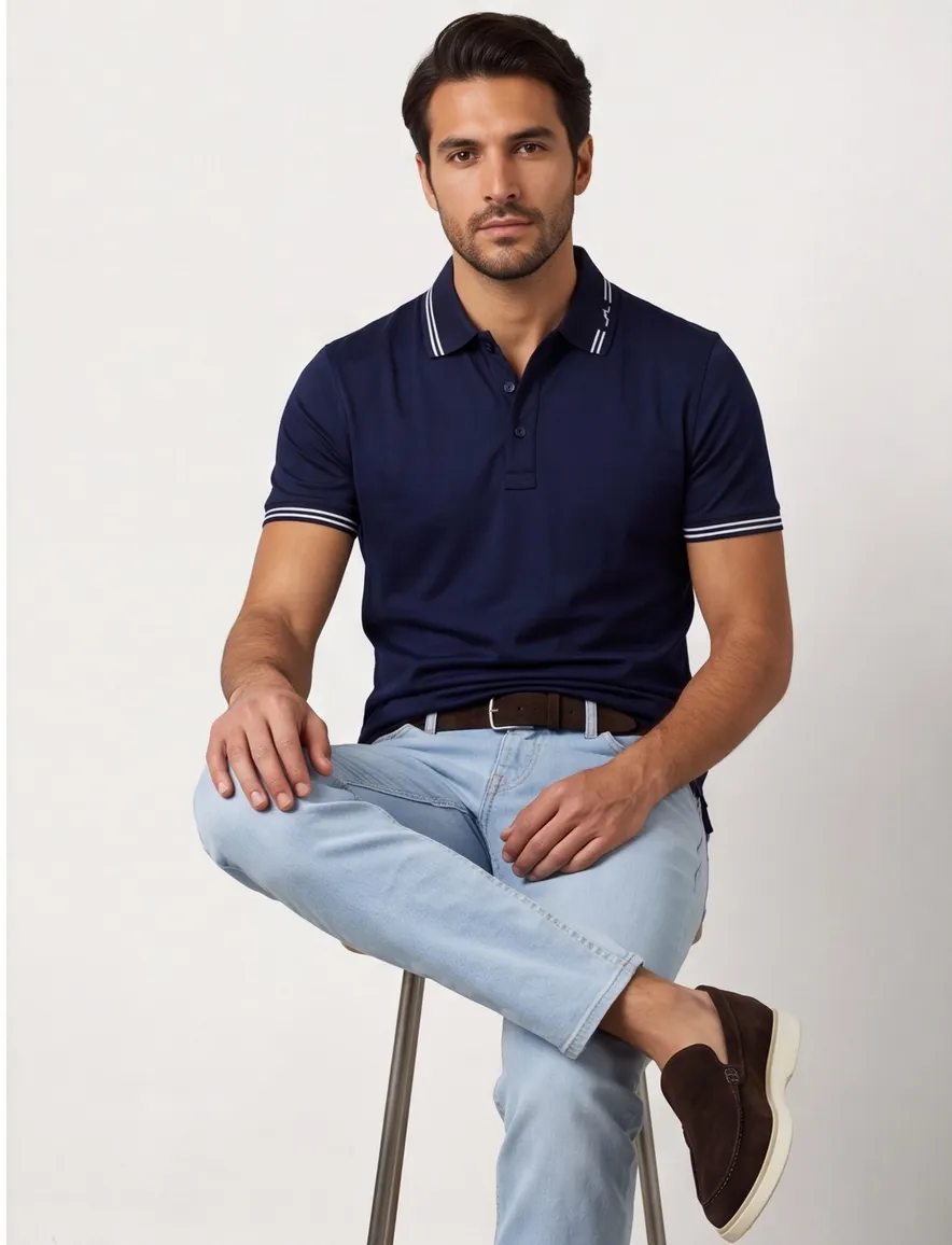 donkerblauw poloshirt Paul & Shark normale fit