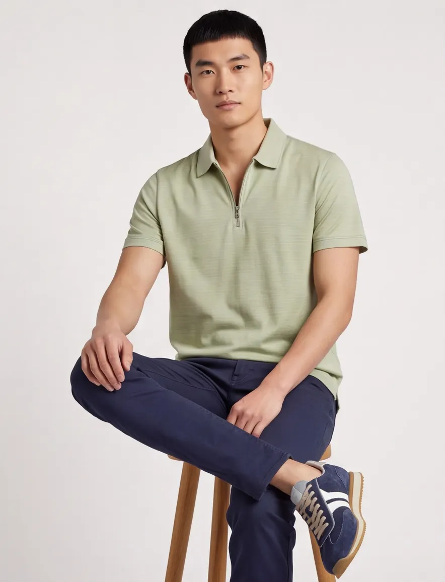 Poloshirt Paul & Shark groen gestreept