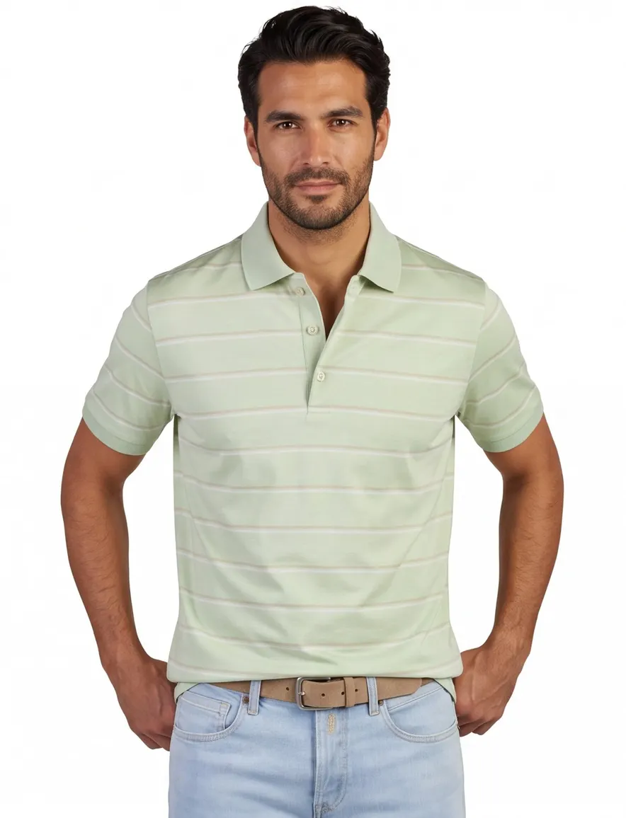 Paul & Shark gestreepte poloshirt groen stretch