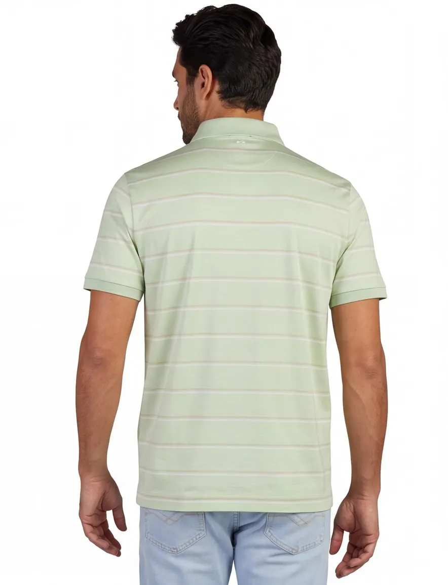 Paul & Shark gestreepte poloshirt groen stretch