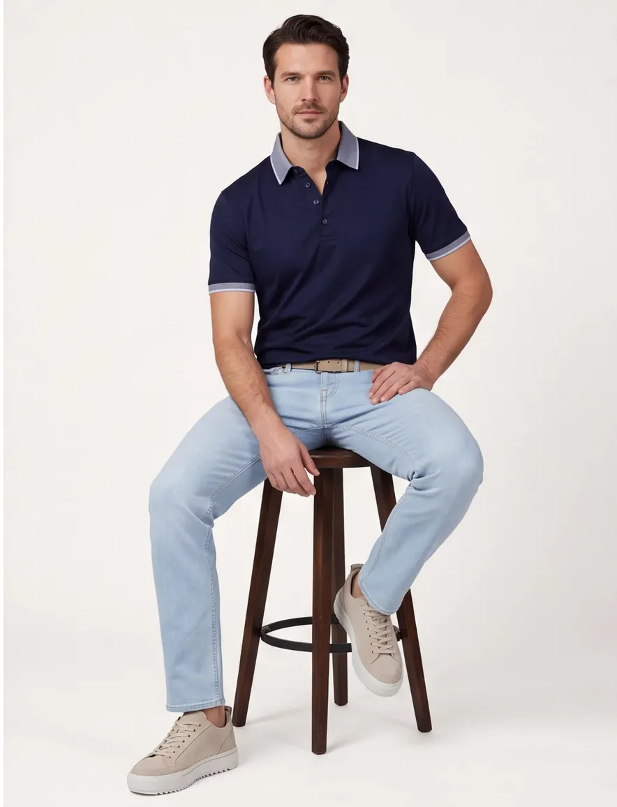 Wijde fit polo shirt Paul & shark donkerblauw 4 knoops