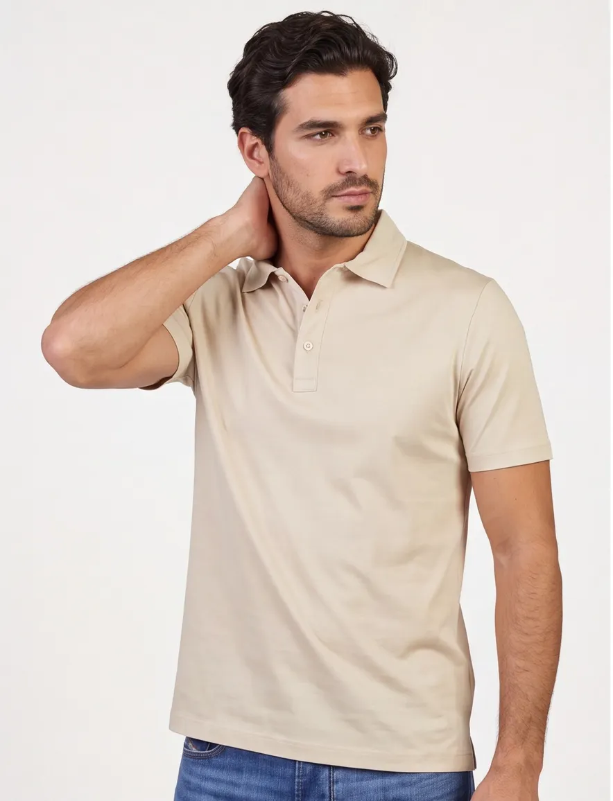 Beige poloshirt Paul & Shark korte mouw 100% katoen