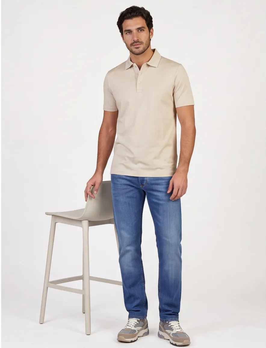 Beige poloshirt Paul & Shark korte mouw 100% katoen