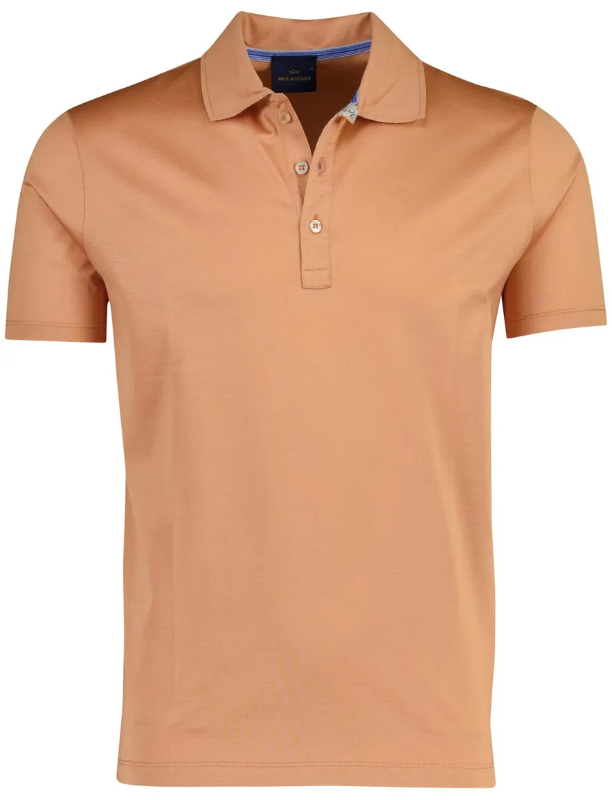 Paul & Shark effen polo 3 knoops korte mouw oranje
