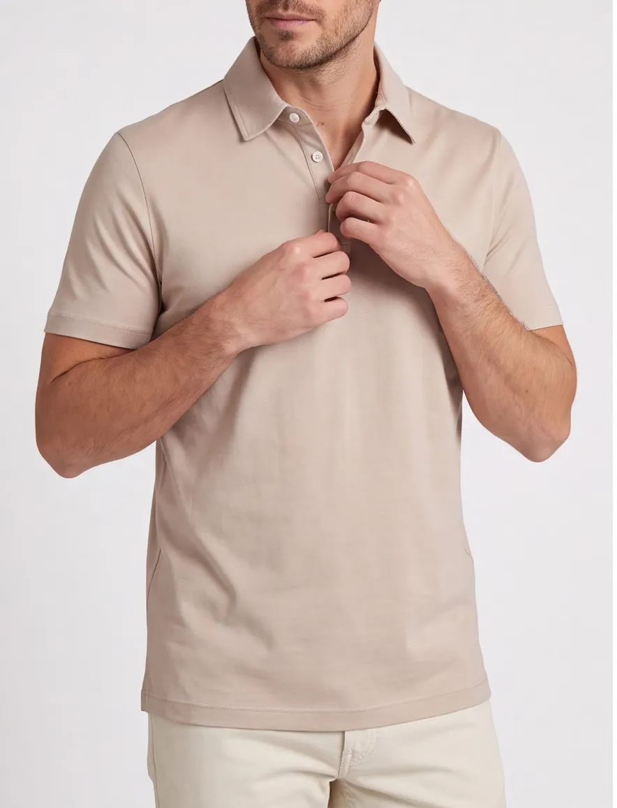 Paul & Shark Polo Beige effen lyocell