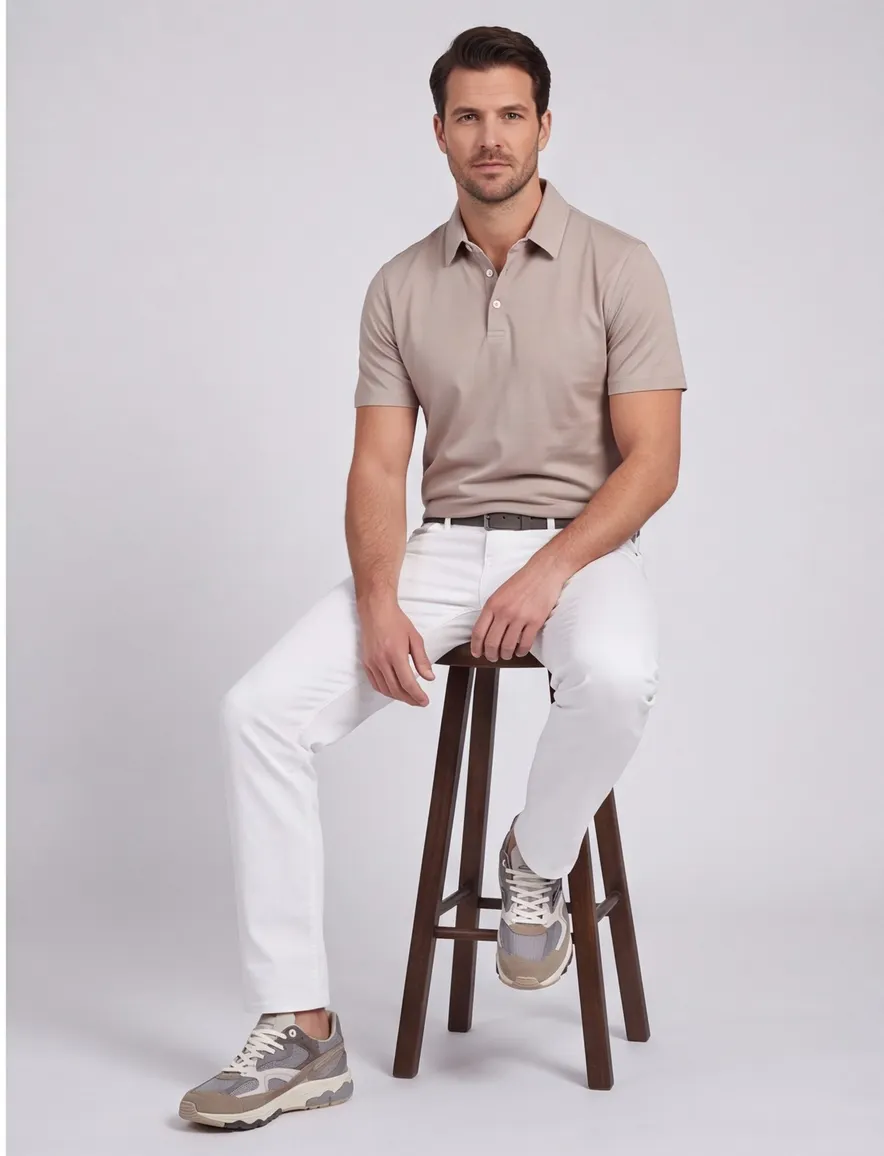 Paul & Shark Polo Beige effen lyocell