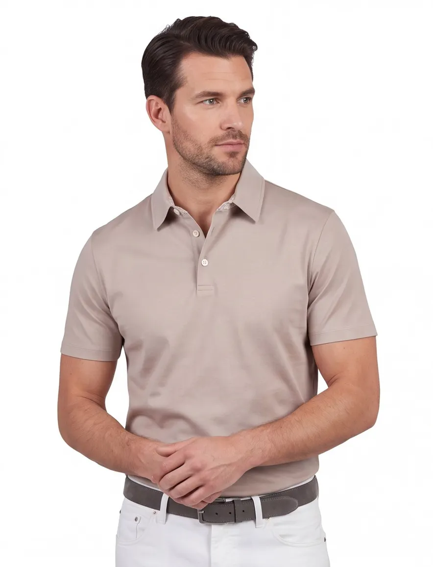 Paul & Shark Polo Beige effen lyocell