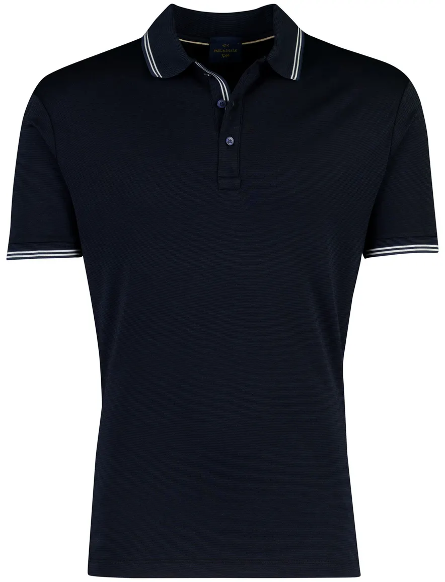 navy poloshirt Paul & Shark normale fit 3 knoops