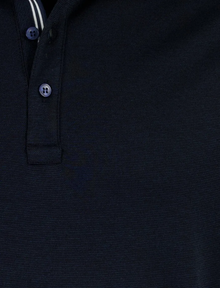 navy poloshirt Paul & Shark normale fit 3 knoops