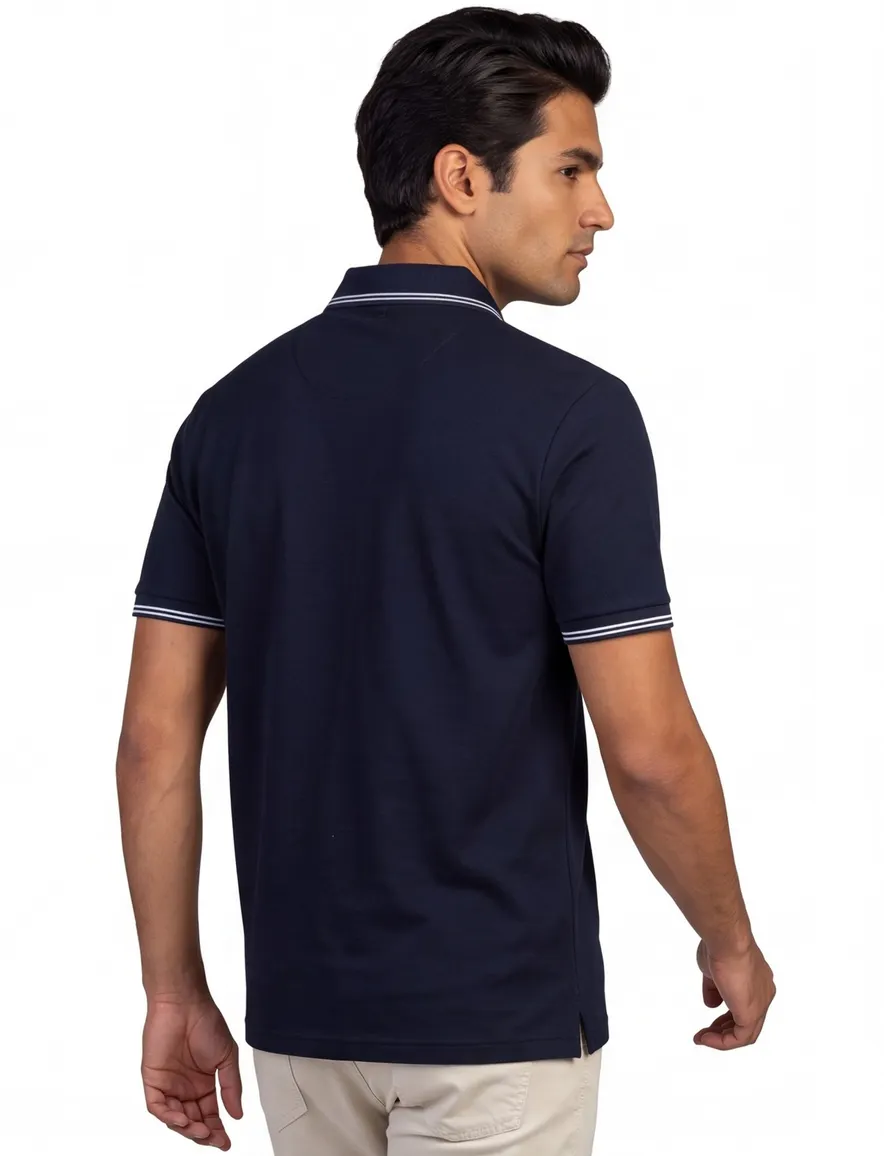 navy poloshirt Paul & Shark normale fit 3 knoops
