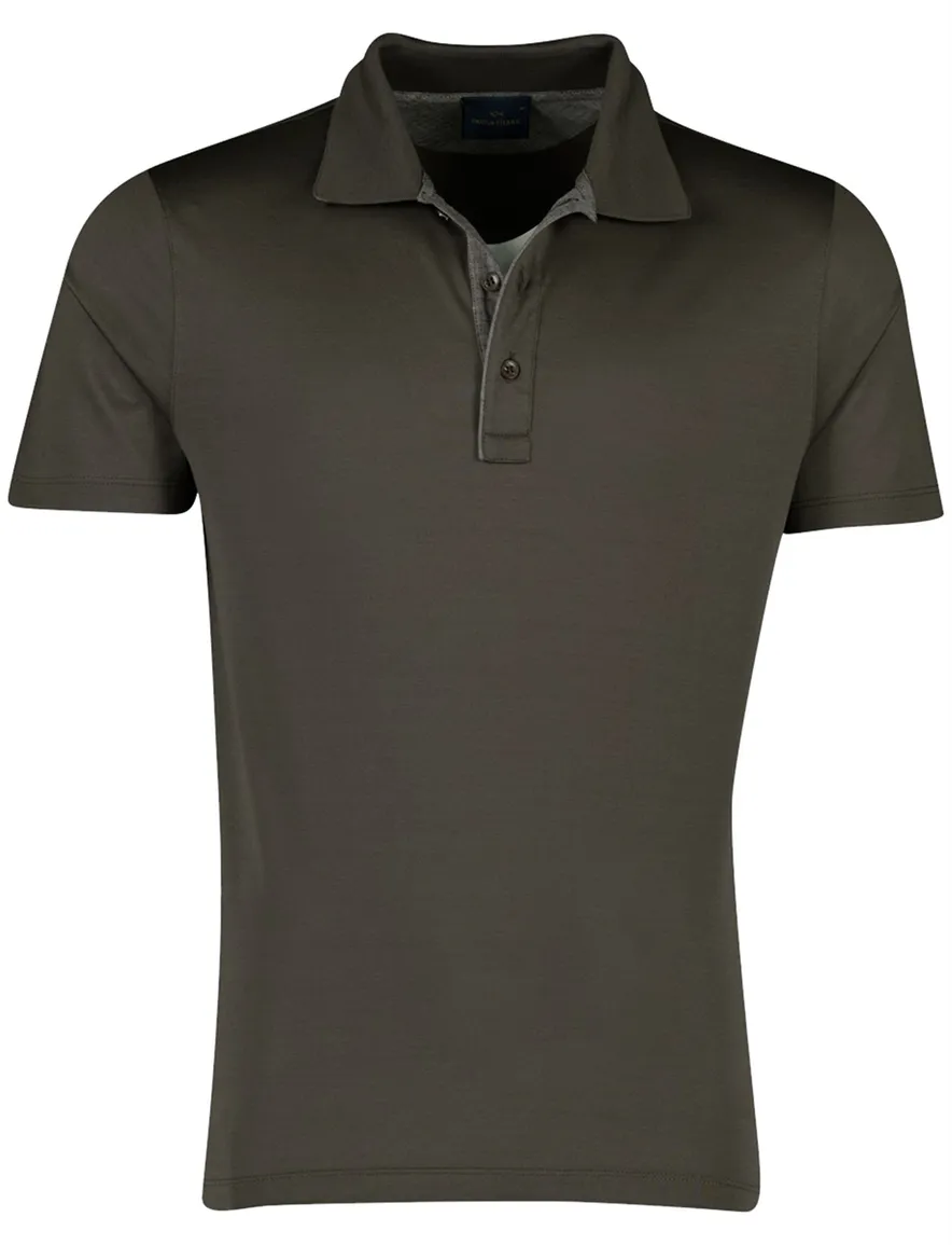 Paul & Shark poloshirt olijfgroen 3 knopen