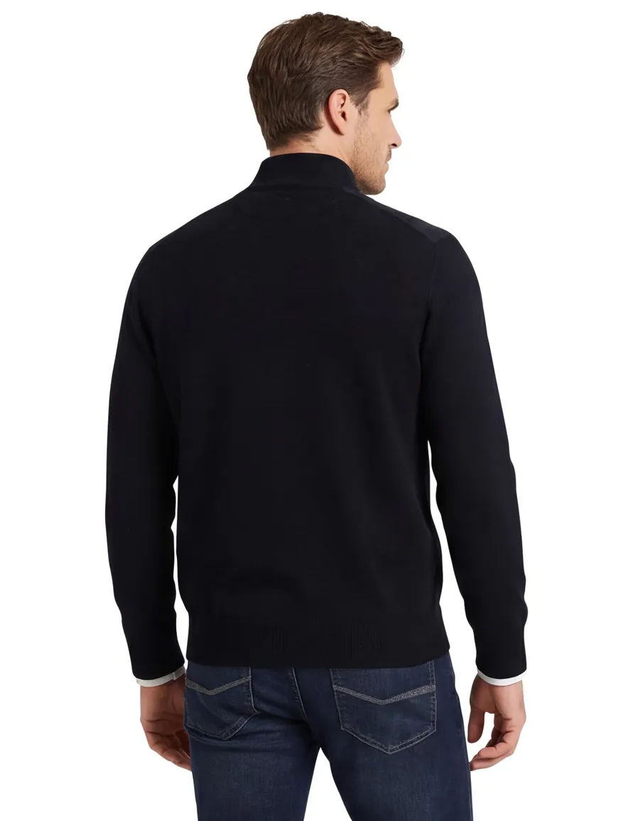 Paul & Shark Half zip trui zwart schouderpads katoen