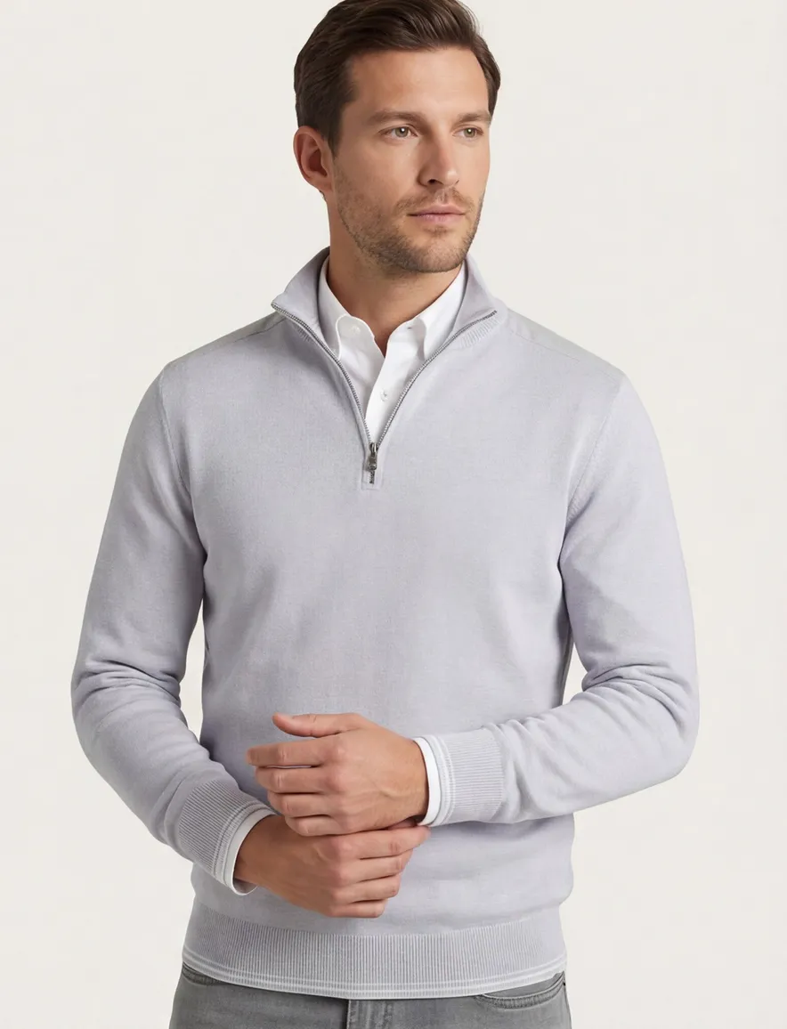 Lichtblauw trui Paul & Shark half zip normale fit