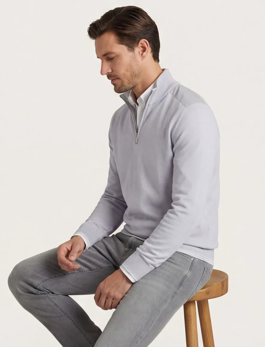 Lichtblauw trui Paul & Shark half zip normale fit