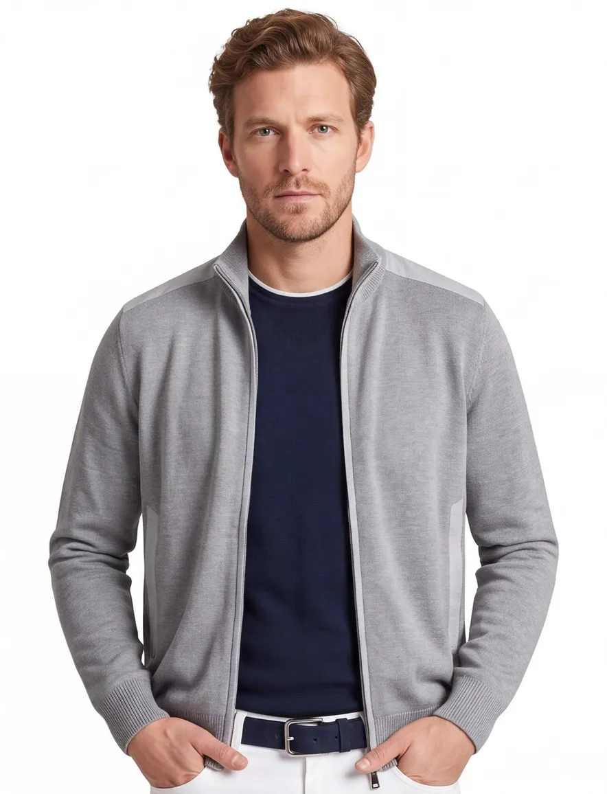 Grijs vest Paul & Shark rits normale fit zonder capuchon