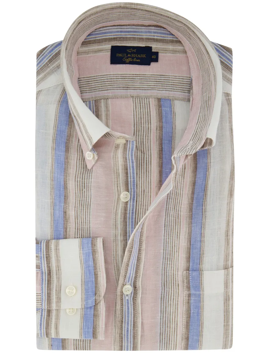 Paul & Shark overhemd button down gestreept roze