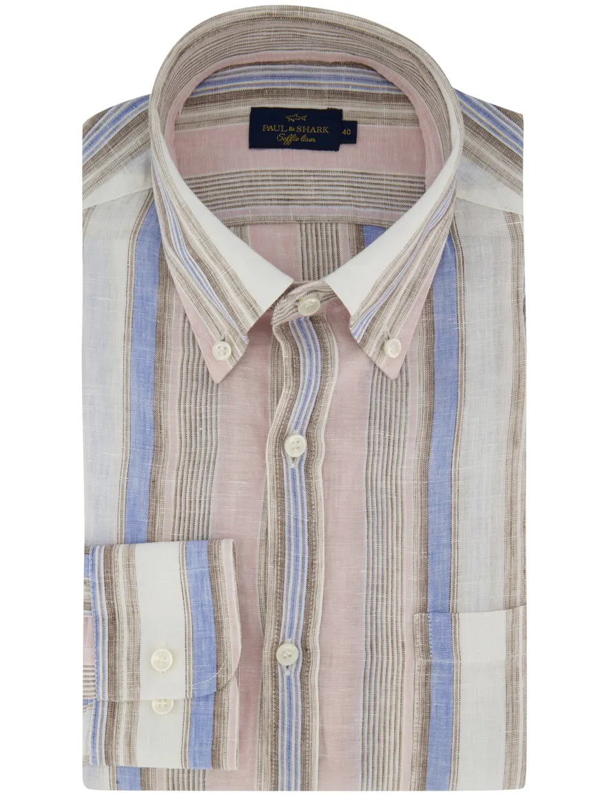 Paul & Shark overhemd button down gestreept roze