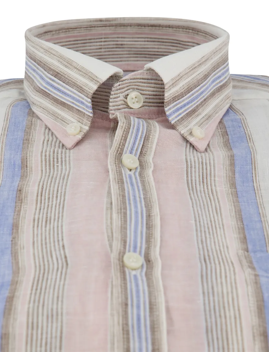 Paul & Shark overhemd button down gestreept roze
