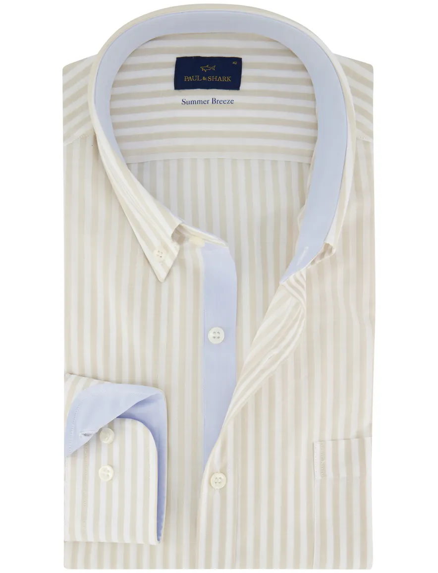 Paul & Shark overhemd beige button-down boord