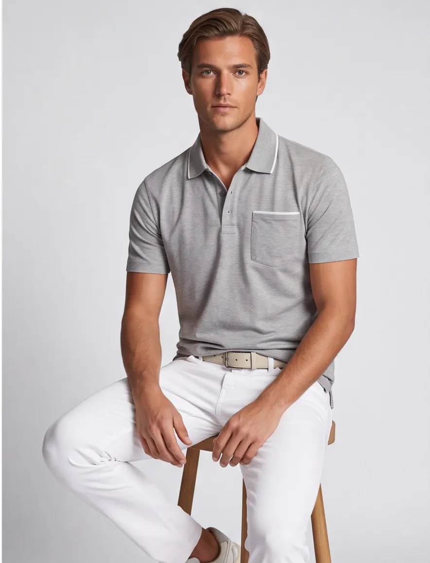 Poloshirt Paul & Shark grijs gemêleerd katoen