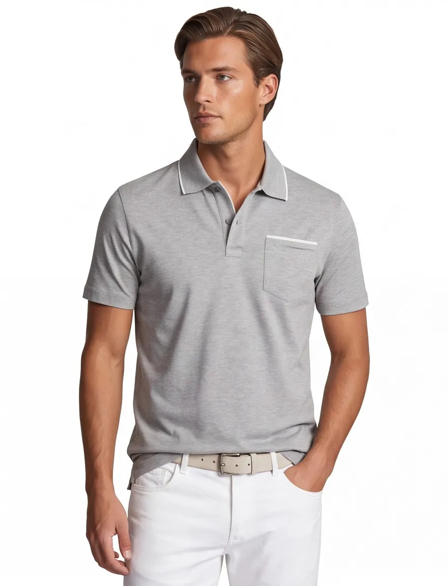 Poloshirt Paul & Shark grijs gemêleerd katoen