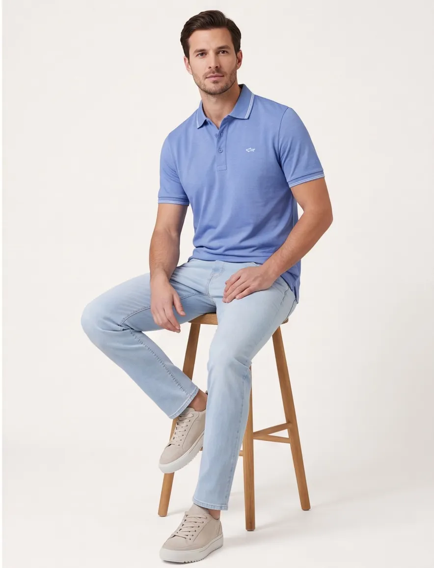 blauwe poloshirt Paul & Shark wijde fit