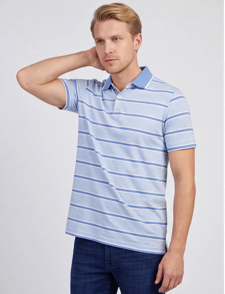 Paul & Shark gestreept poloshirt lichtblauw