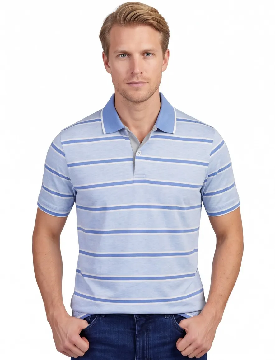 Paul & Shark gestreept poloshirt lichtblauw