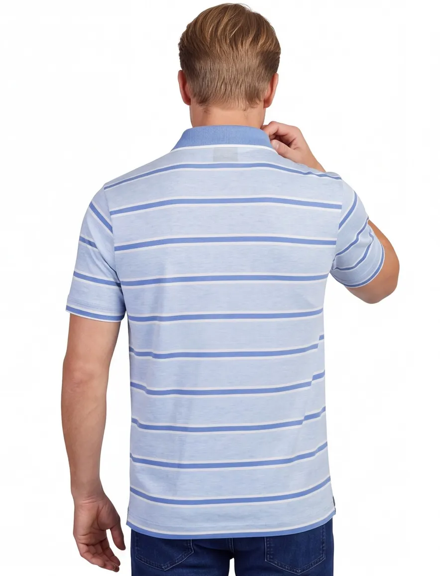 Paul & Shark gestreept poloshirt lichtblauw