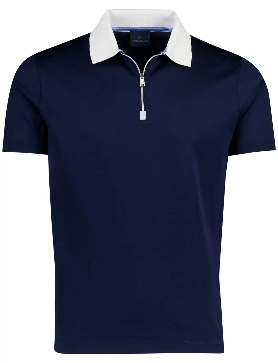 Poloshirt Paul & Shark navy effen katoen
