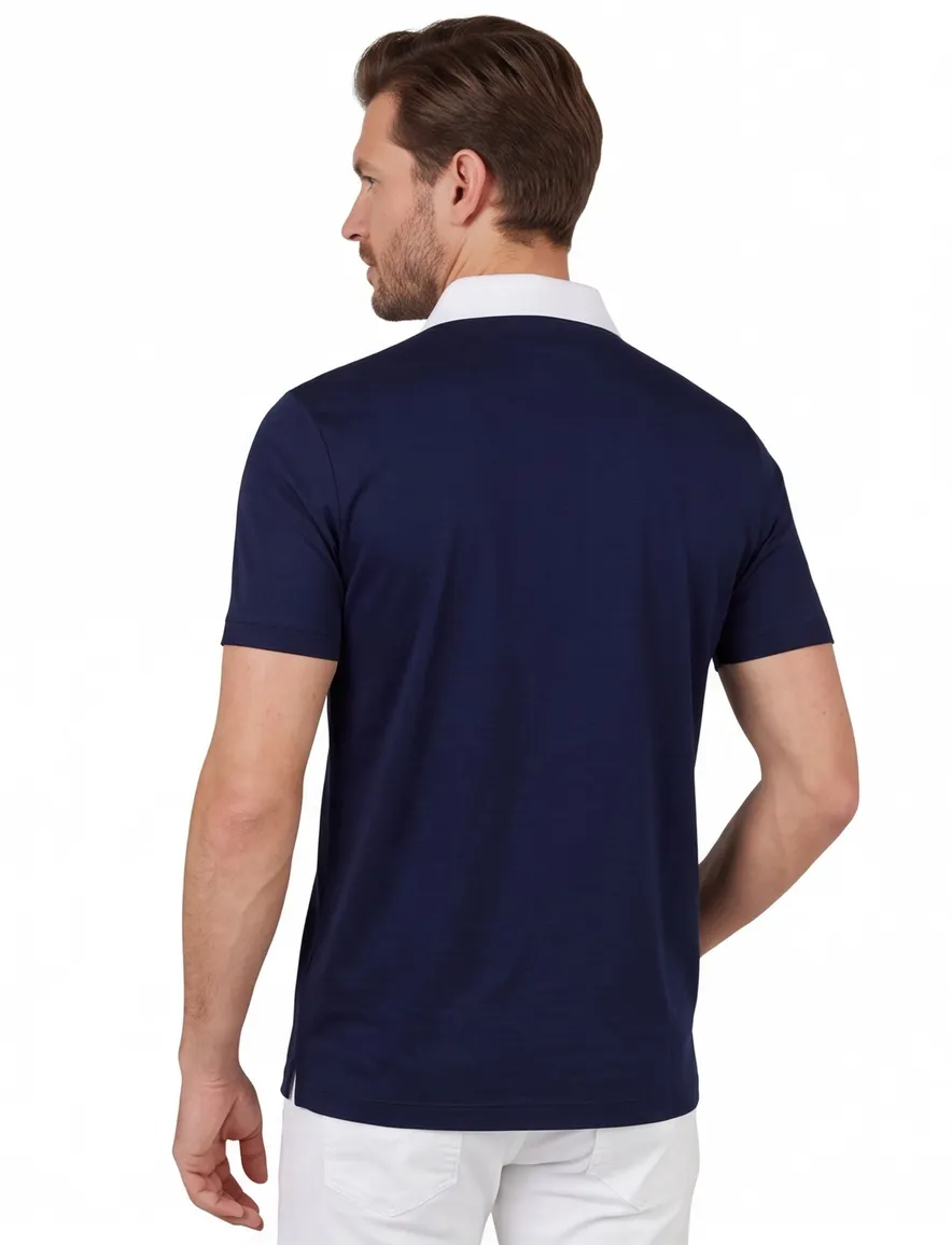 Poloshirt Paul & Shark navy effen katoen
