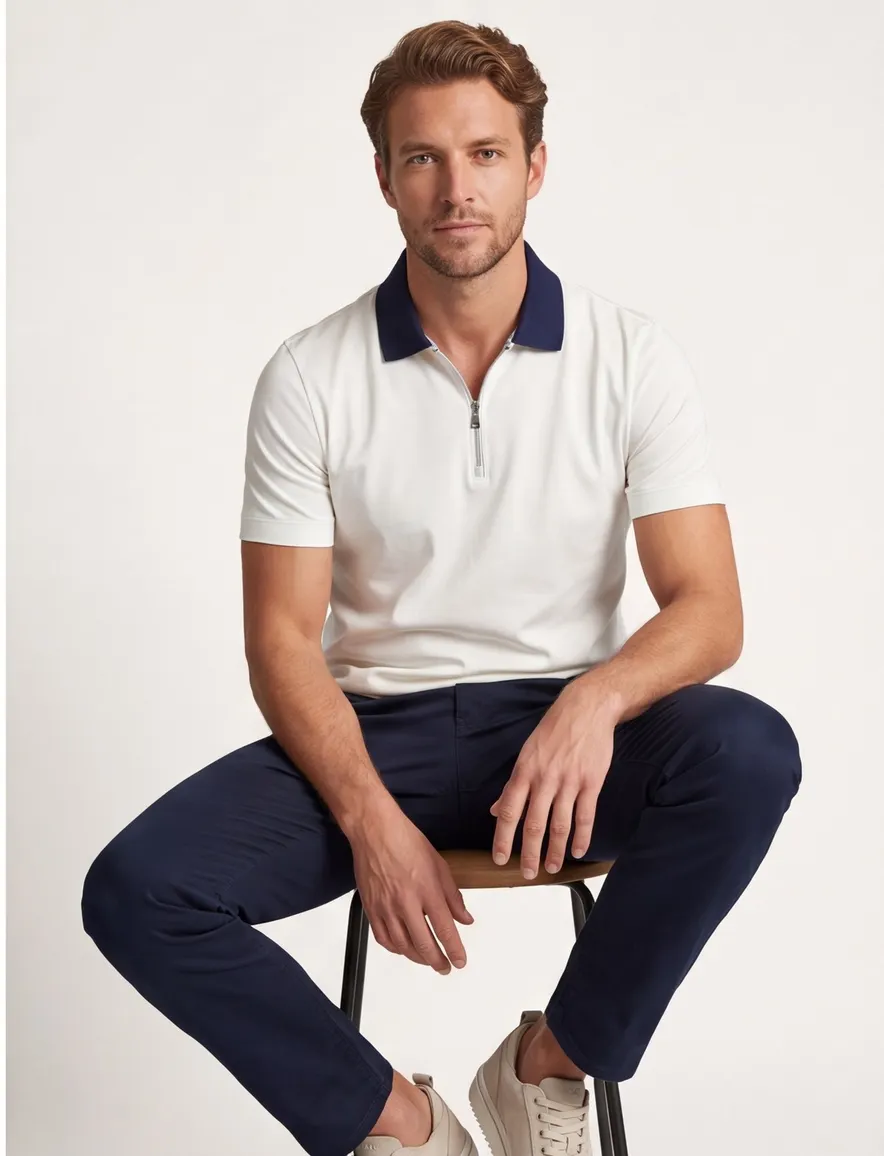 Wit poloshirt van paul & shark met rits wijde fit