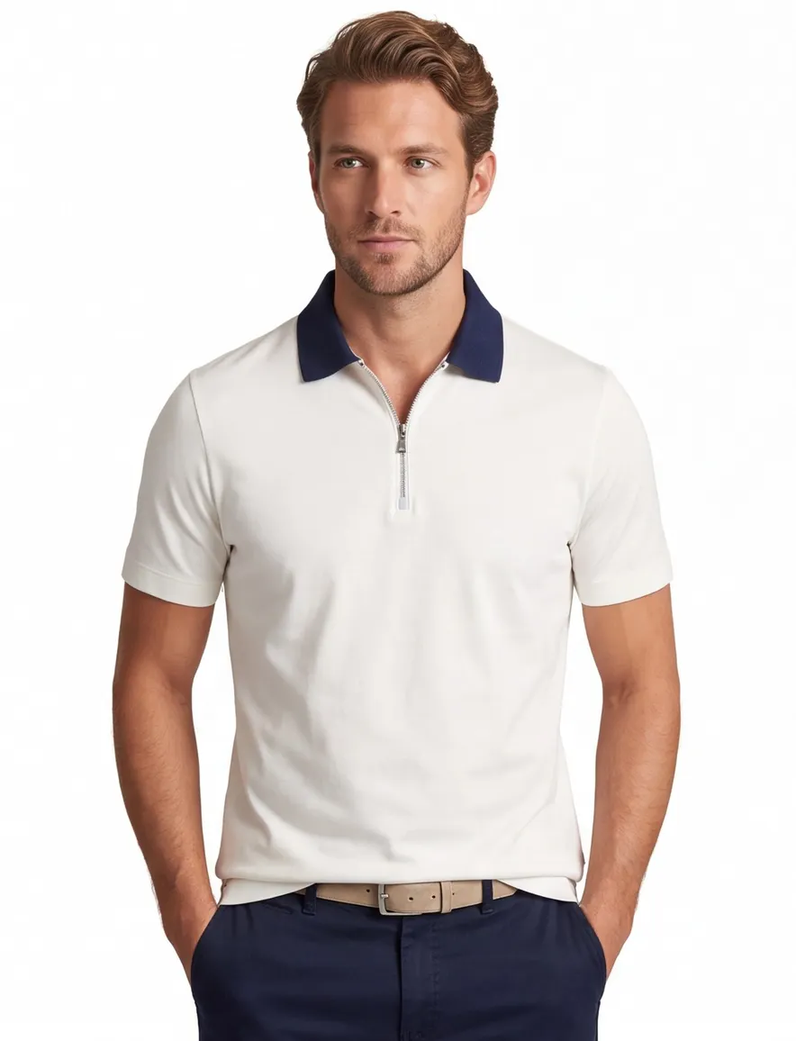 Wit poloshirt van paul & shark met rits wijde fit