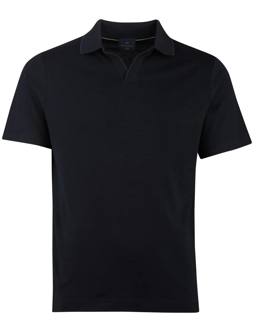 Donkerblauw poloshirt Paul & Shark korte mouw v-hals