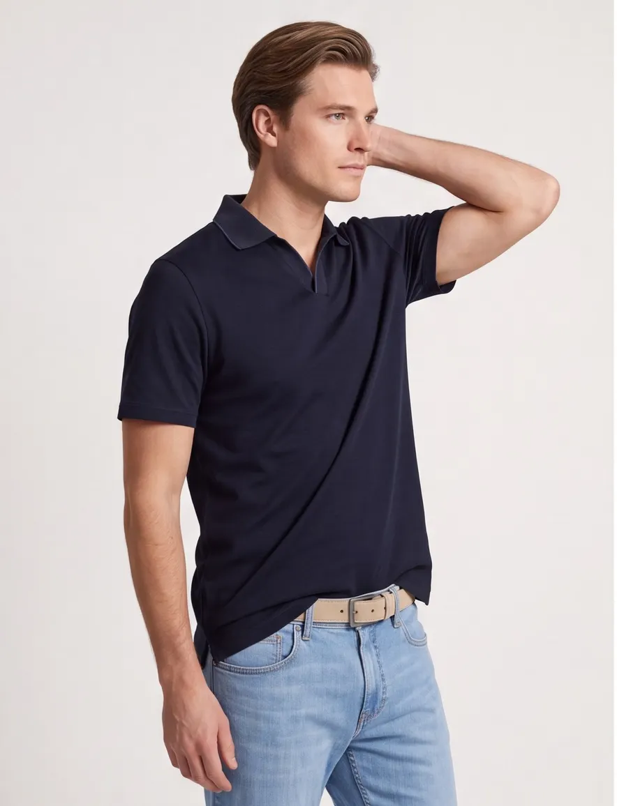 Donkerblauw poloshirt Paul & Shark korte mouw v-hals