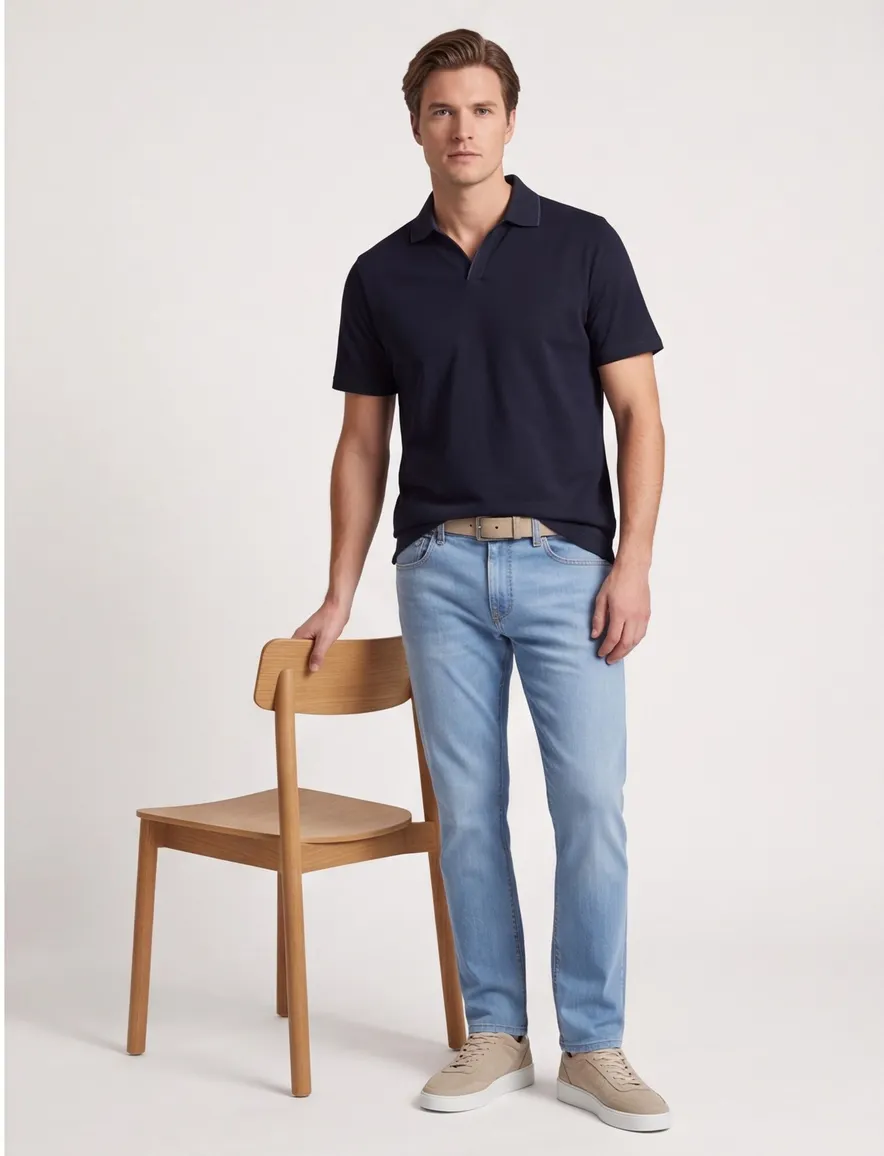 Donkerblauw poloshirt Paul & Shark korte mouw v-hals