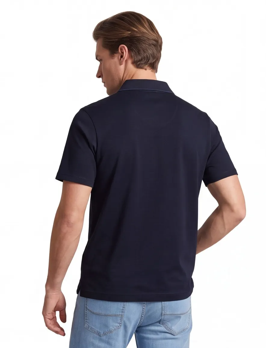 Donkerblauw poloshirt Paul & Shark korte mouw v-hals