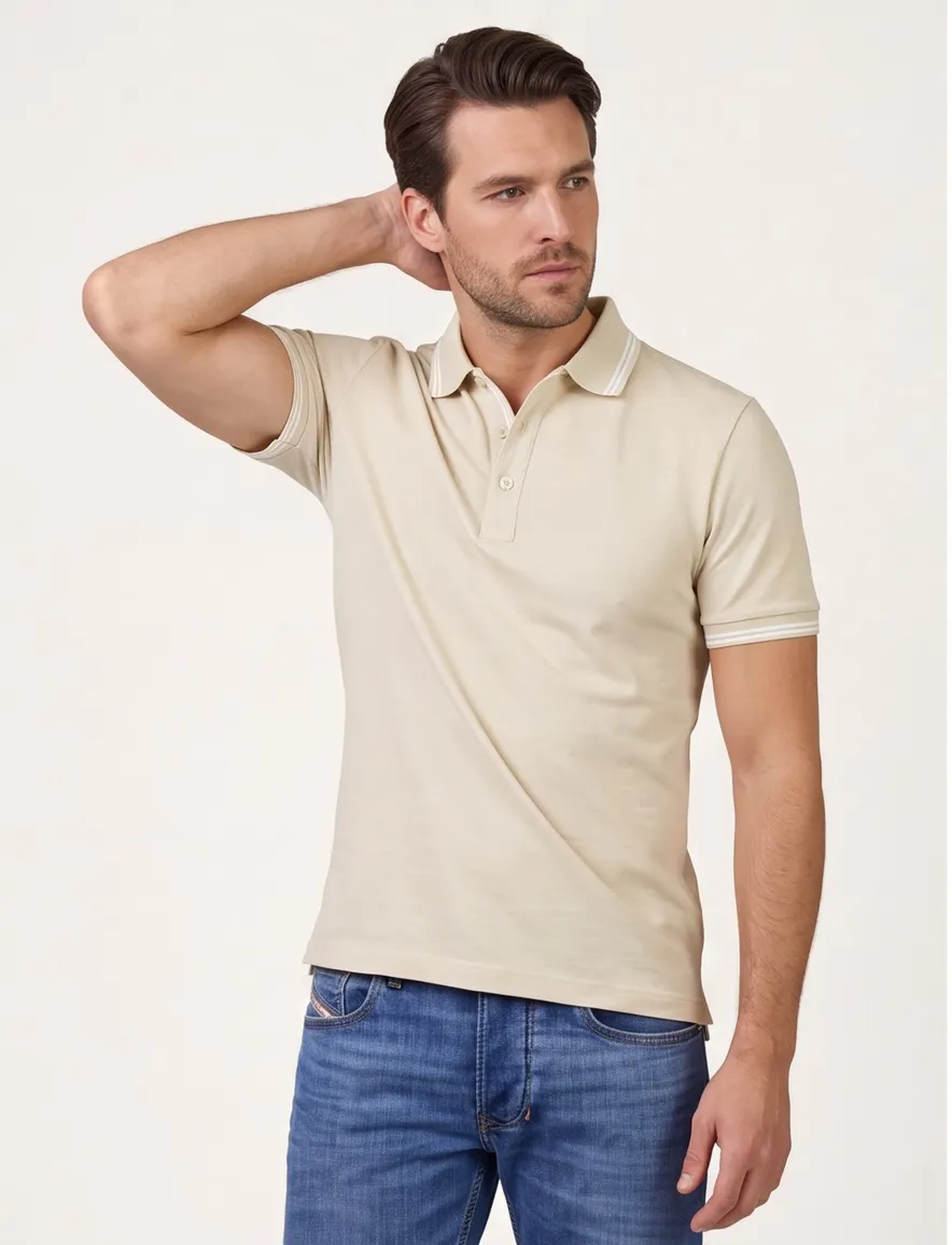 Wijde fit polo paul & shark beige
