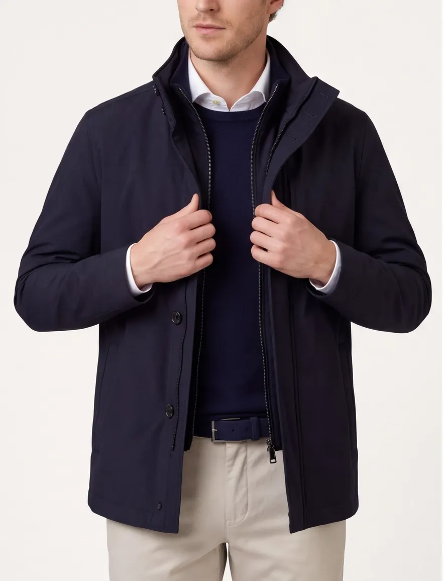 Donkerblauw tussenjas Paul & Shark normale fit afneembare capuchon
