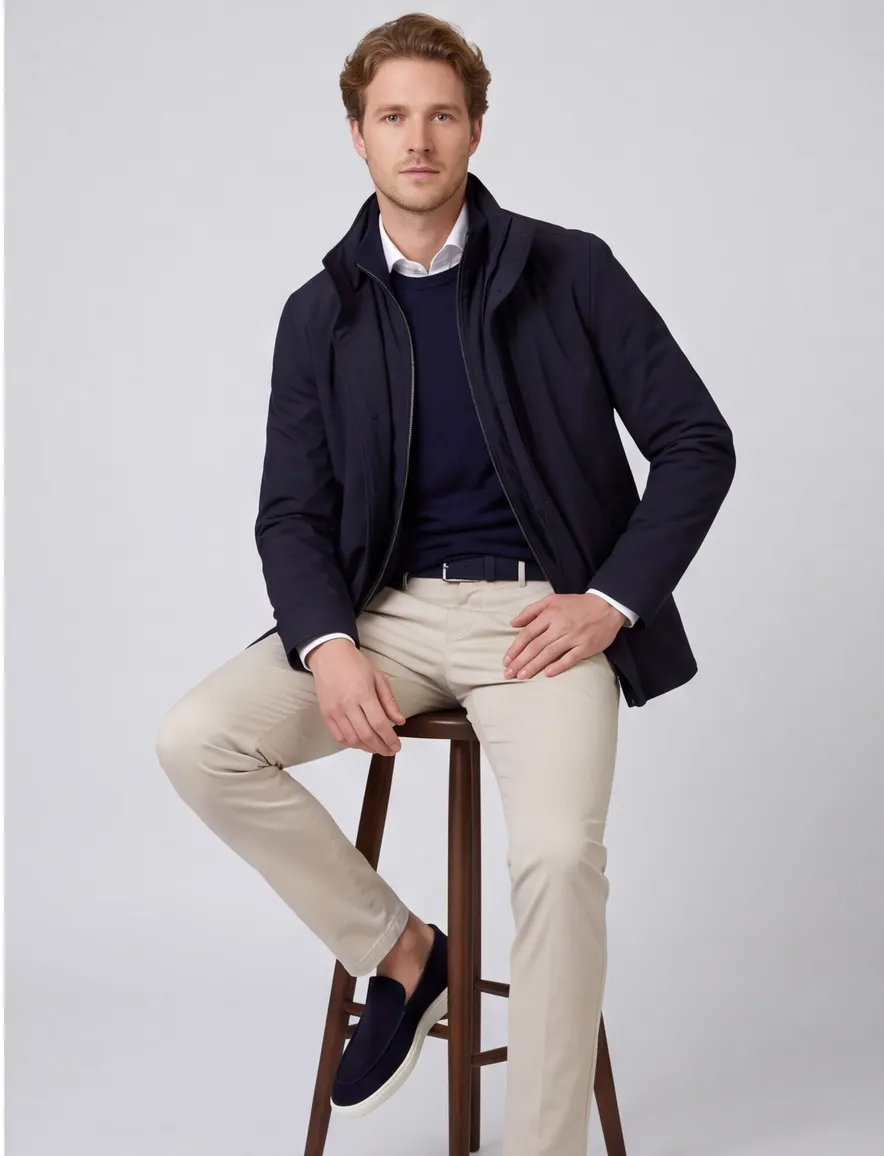 Donkerblauw tussenjas Paul & Shark normale fit afneembare capuchon
