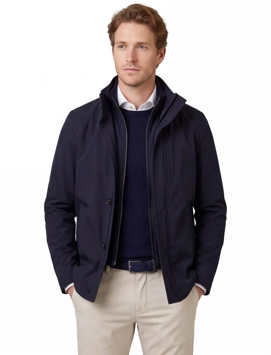 Donkerblauw tussenjas Paul & Shark normale fit afneembare capuchon
