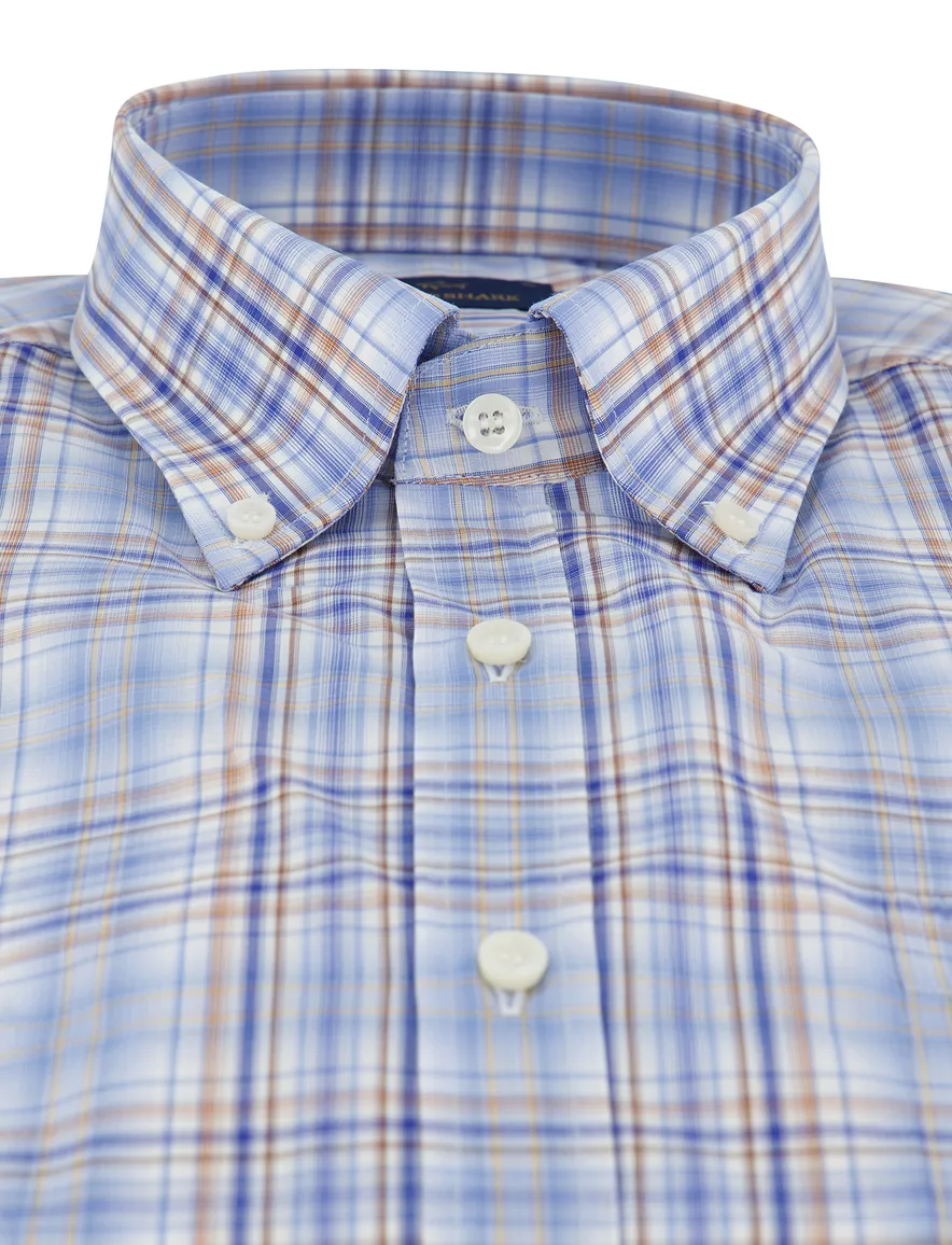 Paul & Shark overhemd blauw geruit met borstzak