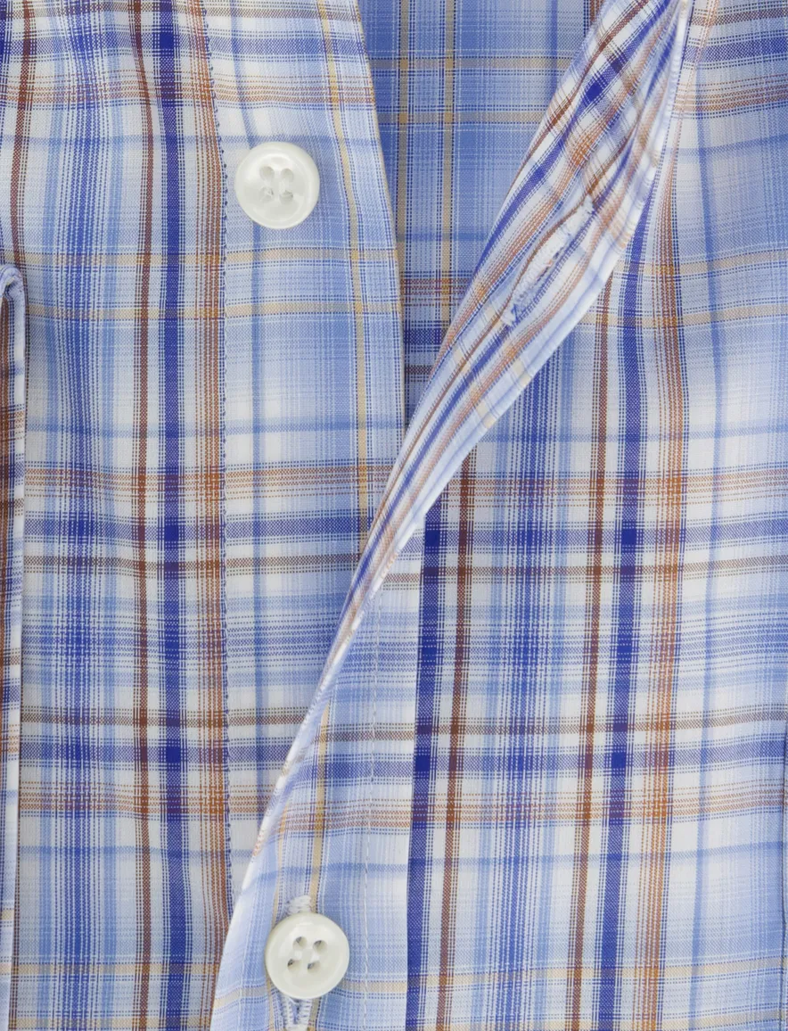 Paul & Shark overhemd blauw geruit met borstzak