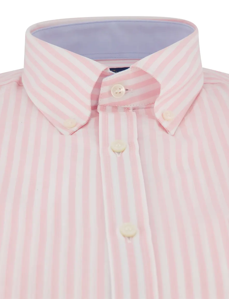 Paul & Shark overhemd roze wit Summer Breeze wijde fit