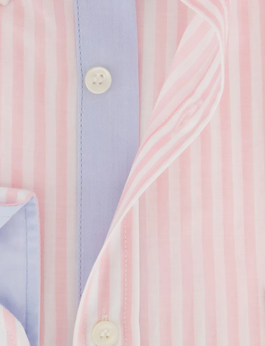 Paul & Shark overhemd roze wit Summer Breeze wijde fit
