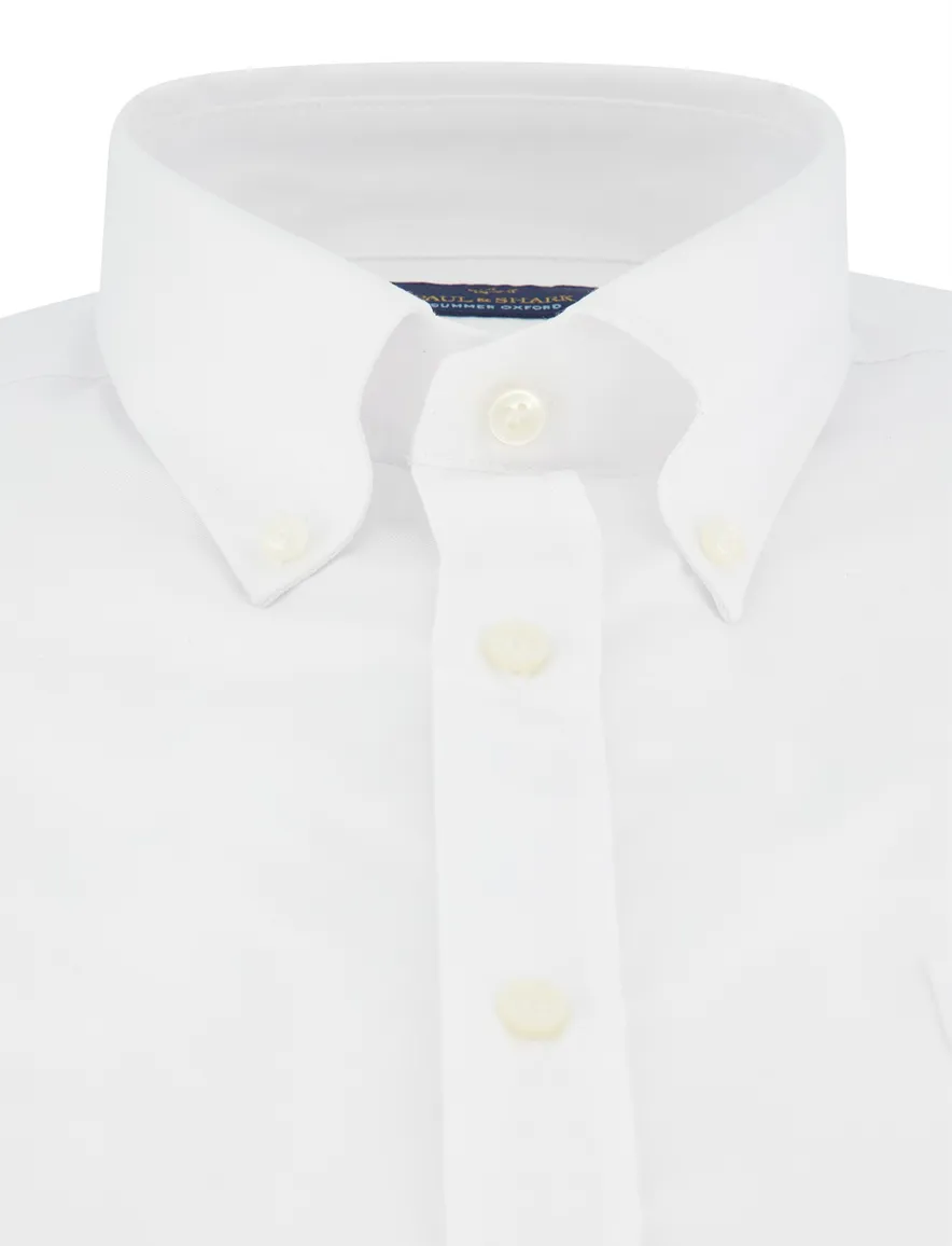 Paul & Shark overhemd korte mouw wit button-down collar