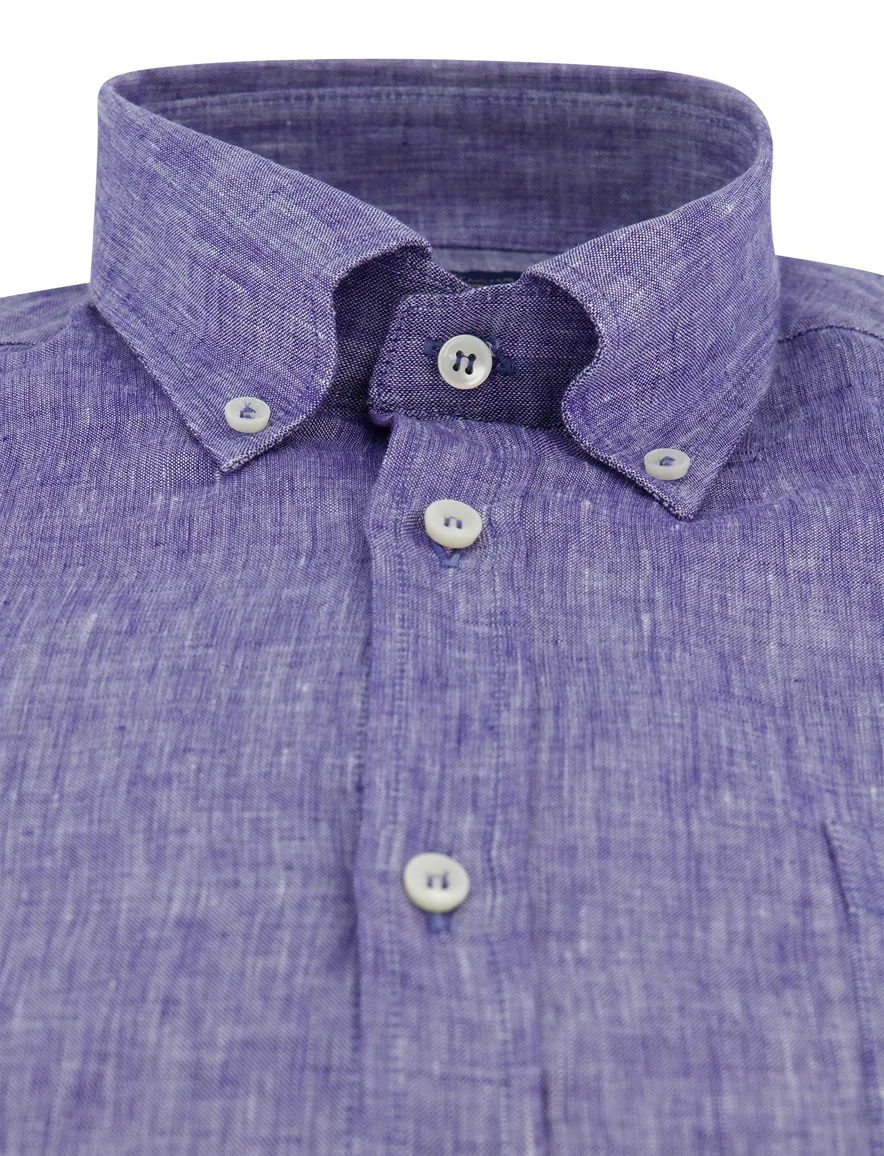 Paul & Shark overhemd donkerblauw gemeleerd borstzak wijde fit