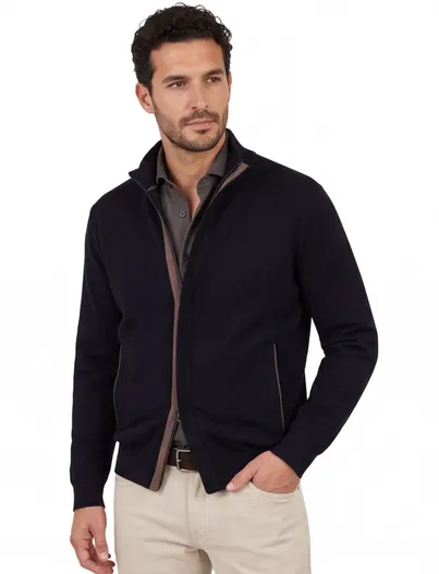 Paul & Shark Donkerblauw sweatvest Paul & Shark dubbele rits